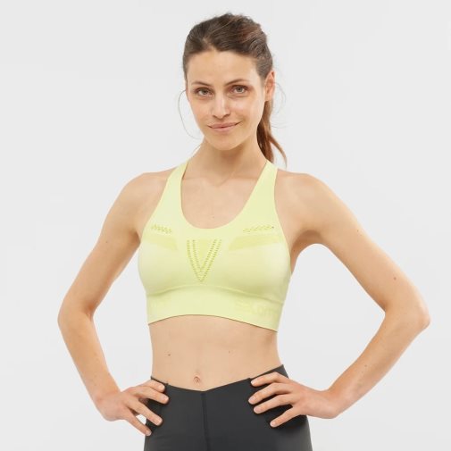 Salomon Essential Move On Seamless Women's Run Bras Lemon | CA 30K91